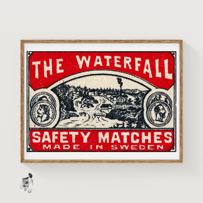The Waterfall - vintage matchbox label print