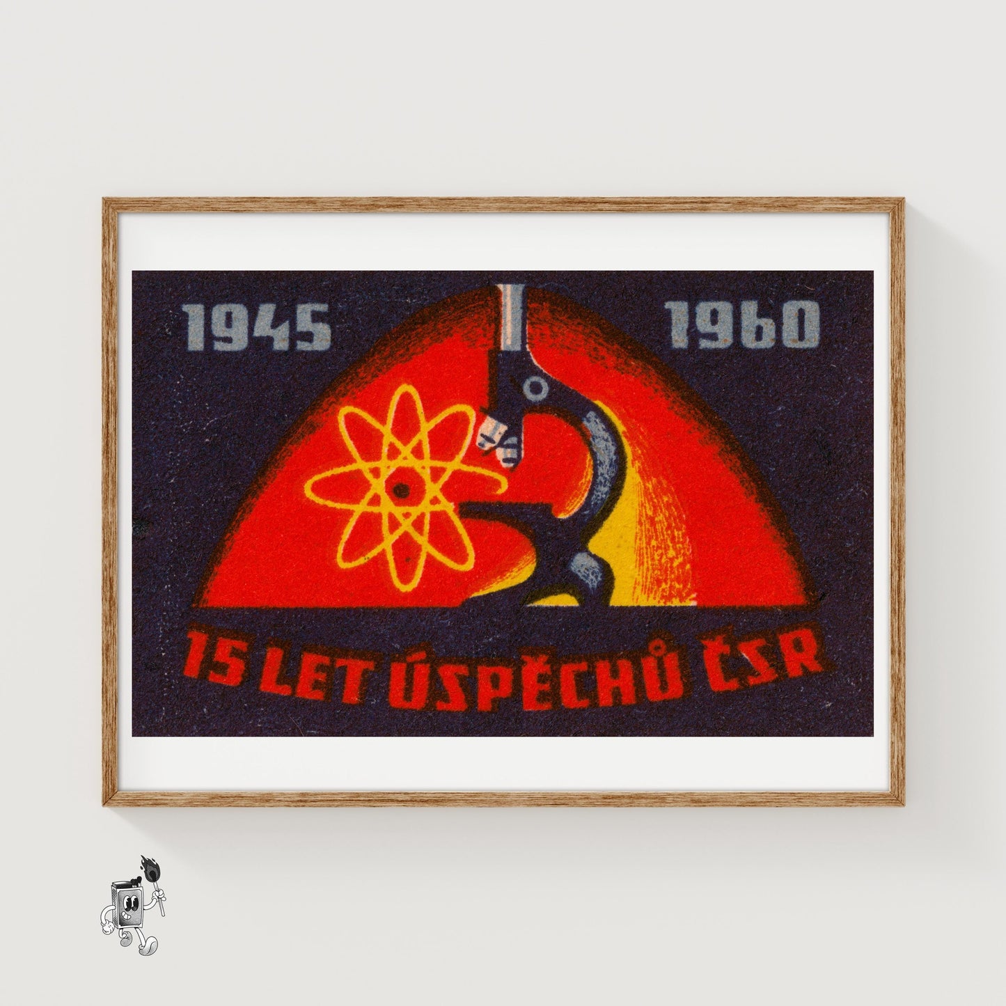 Microscope - vintage matchbox label print