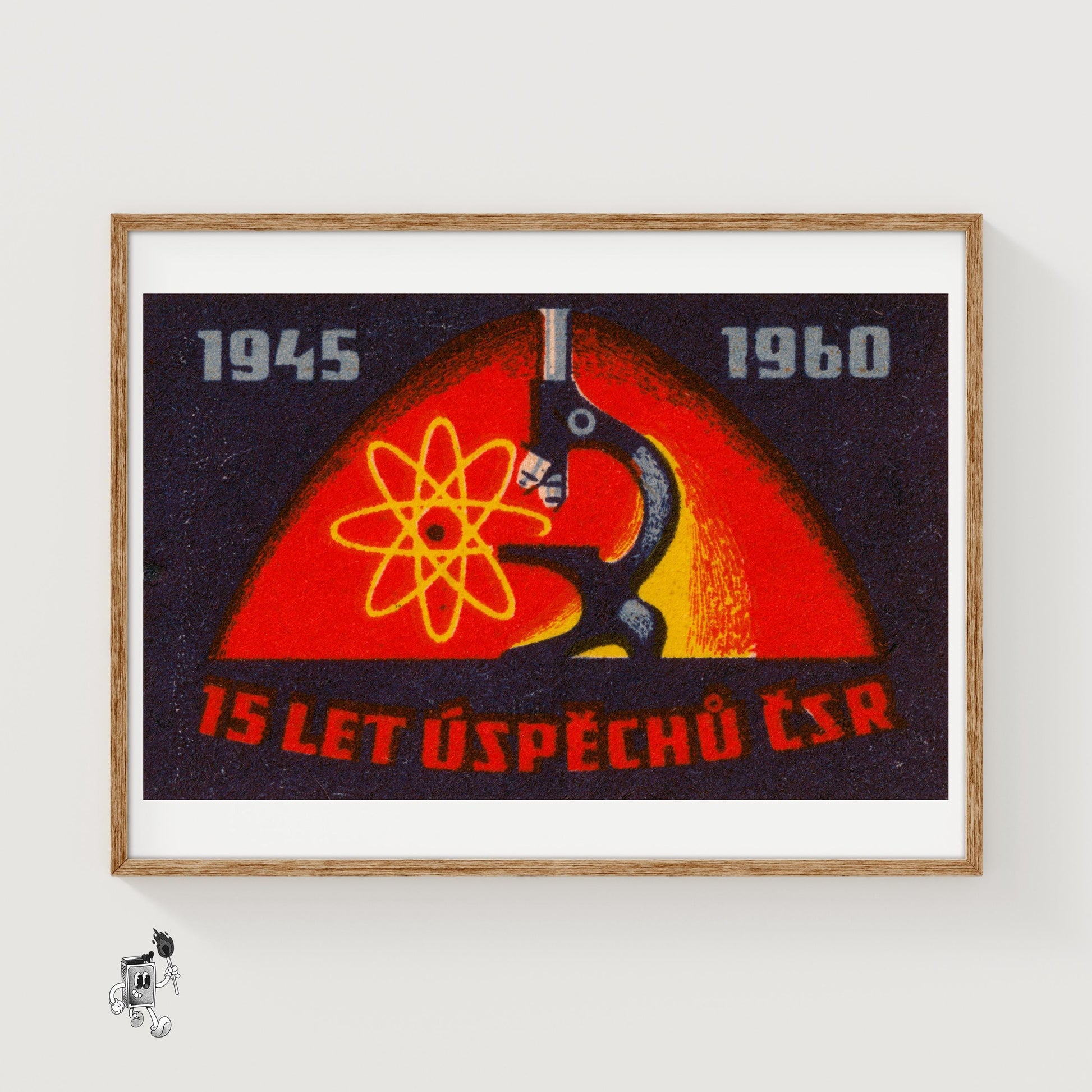 Microscope - vintage matchbox label print