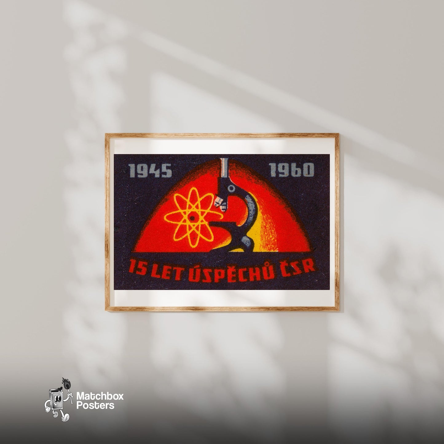 Microscope - vintage matchbox label print - bedroom mockup