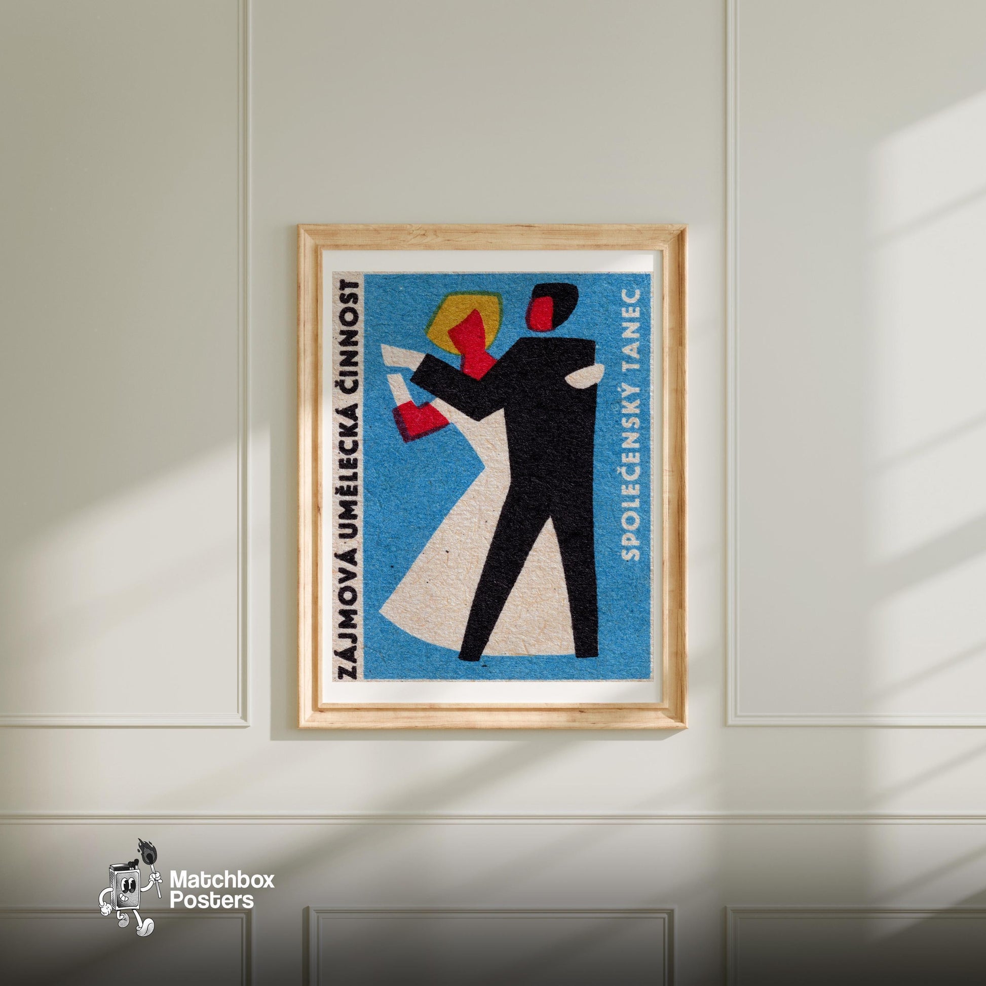 Stylized Figure - vintage matchbox label print - bedroom mockup
