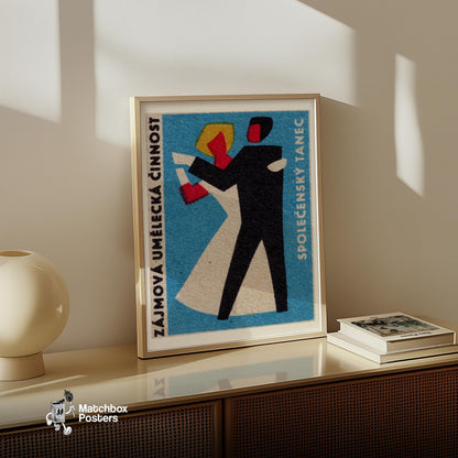 Stylized Figure - vintage matchbox label print - size comparison