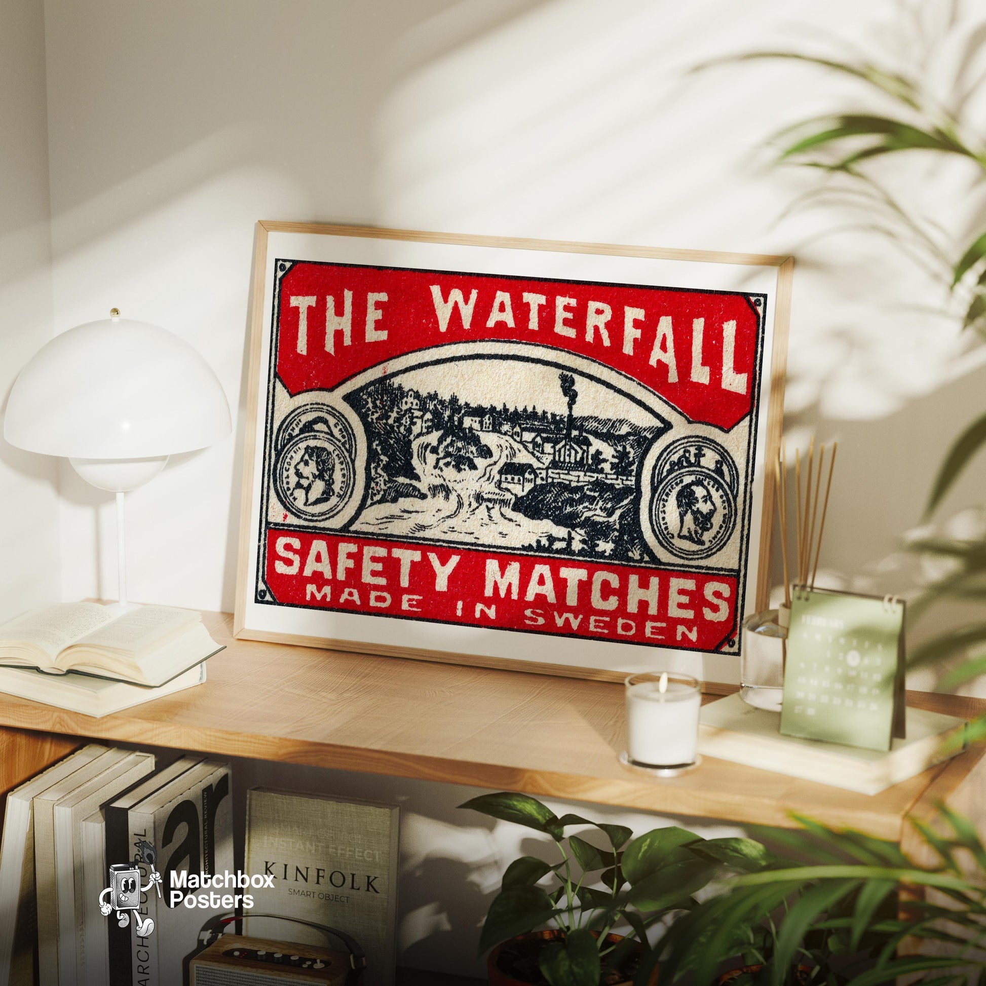 The Waterfall - vintage matchbox label print - office wall