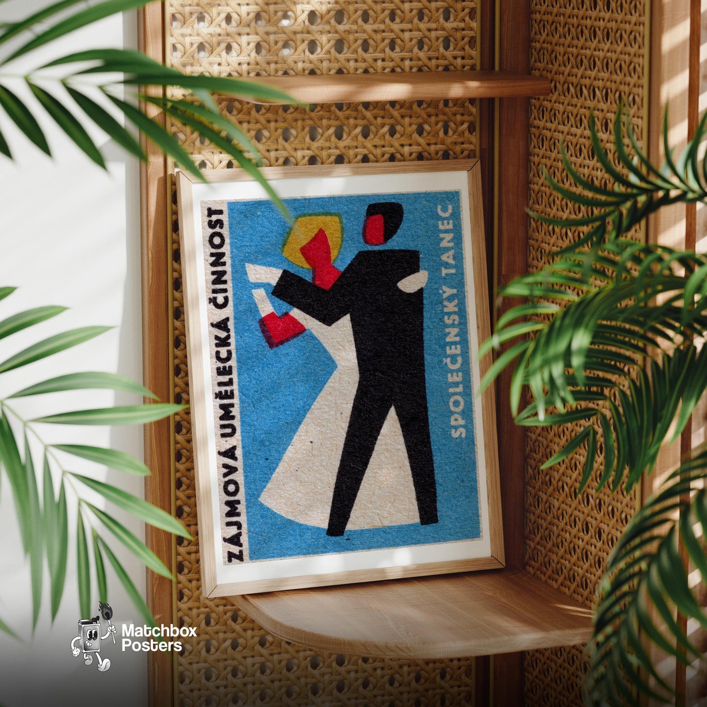 Stylized Figure - vintage matchbox label print - office wall