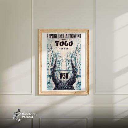 Horned Helmet - vintage matchbox label print - bedroom mockup