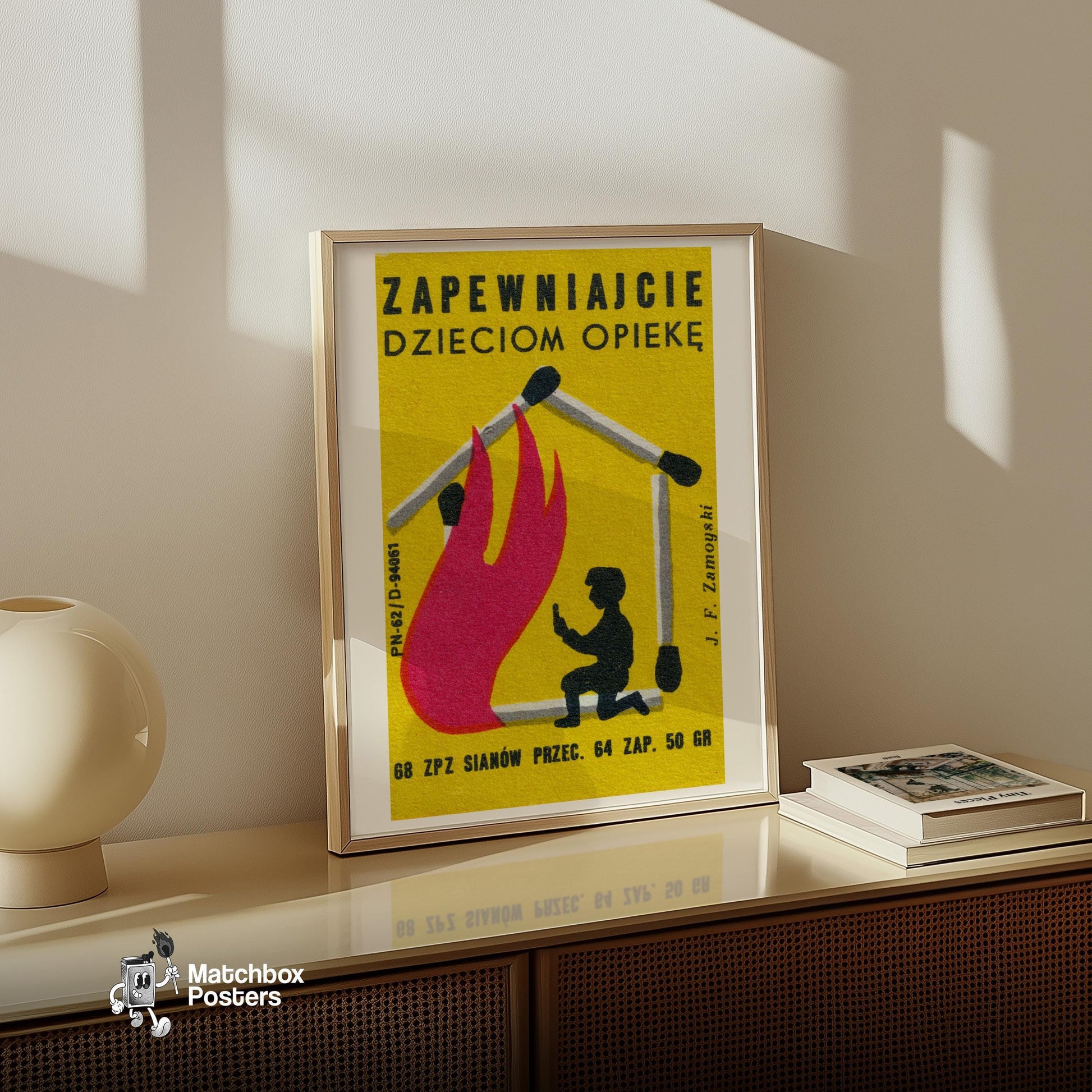 Matches Cause Housefires - vintage matchbox label print - size comparison