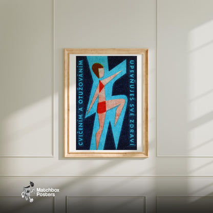 Bikini Woman - vintage matchbox label print - bedroom mockup