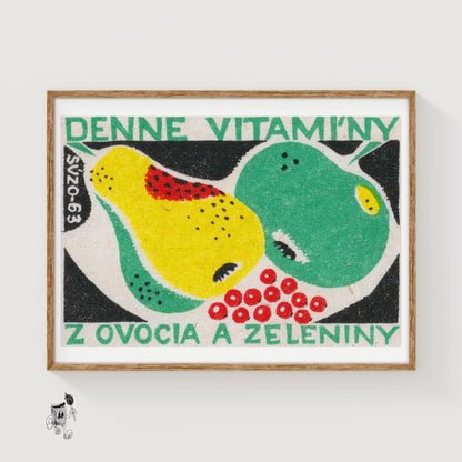 Fruit and Vegetables - vintage matchbox label print
