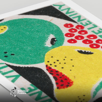Fruit and Vegetables - vintage matchbox label print - close-up detail