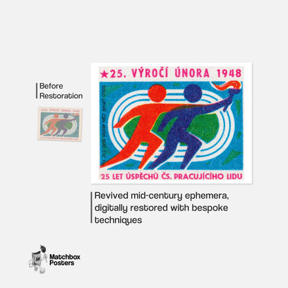 Athletics Competition - vintage matchbox label print - framed wall art preview