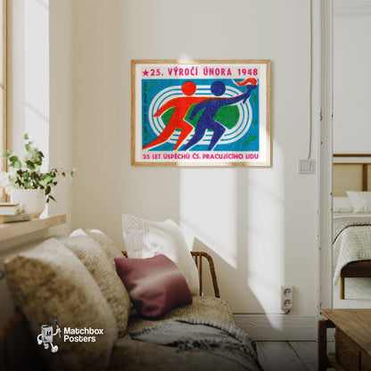 Athletics Competition - vintage matchbox label print - living room mockup