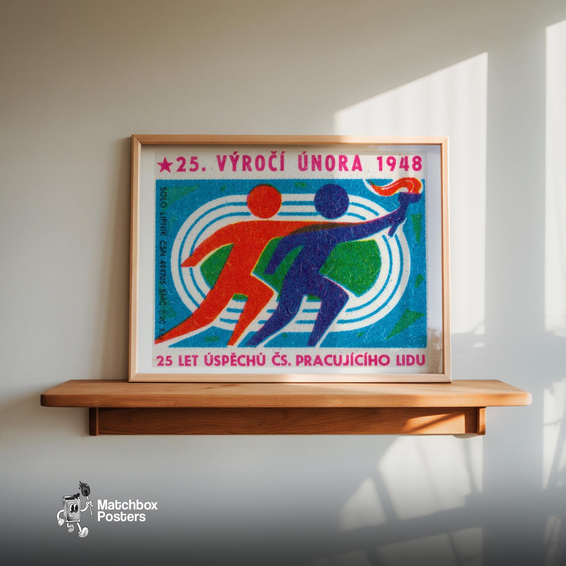 Athletics Competition - vintage matchbox label print - size comparison