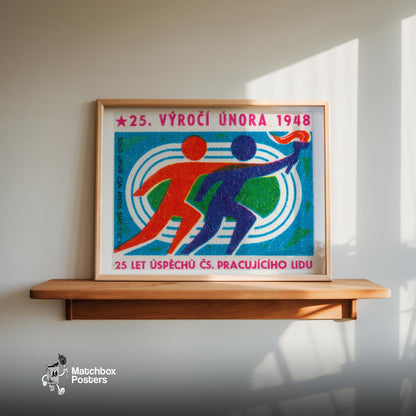 Athletics Competition - vintage matchbox label print - size comparison