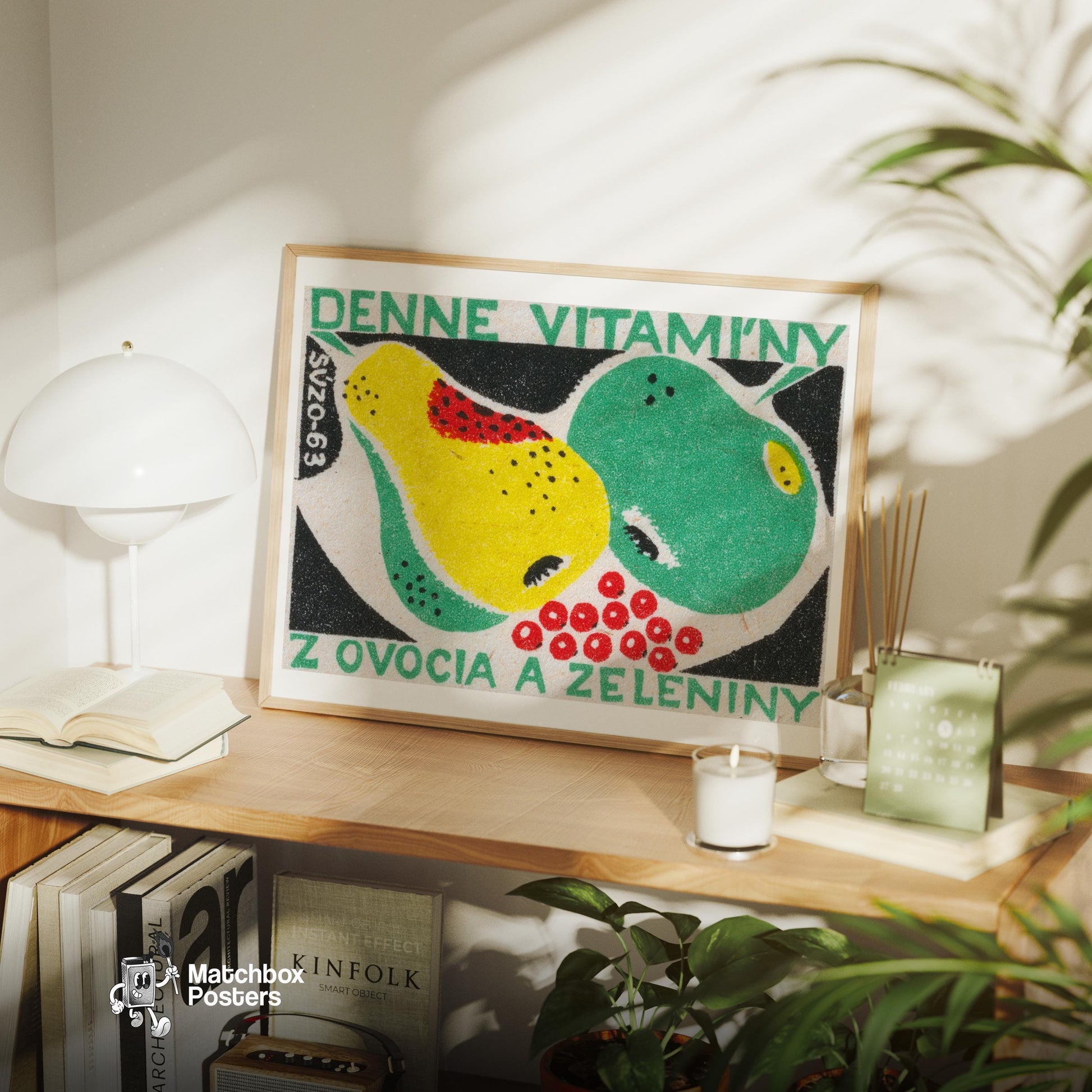 Fruit and Vegetables - vintage matchbox label print - office wall