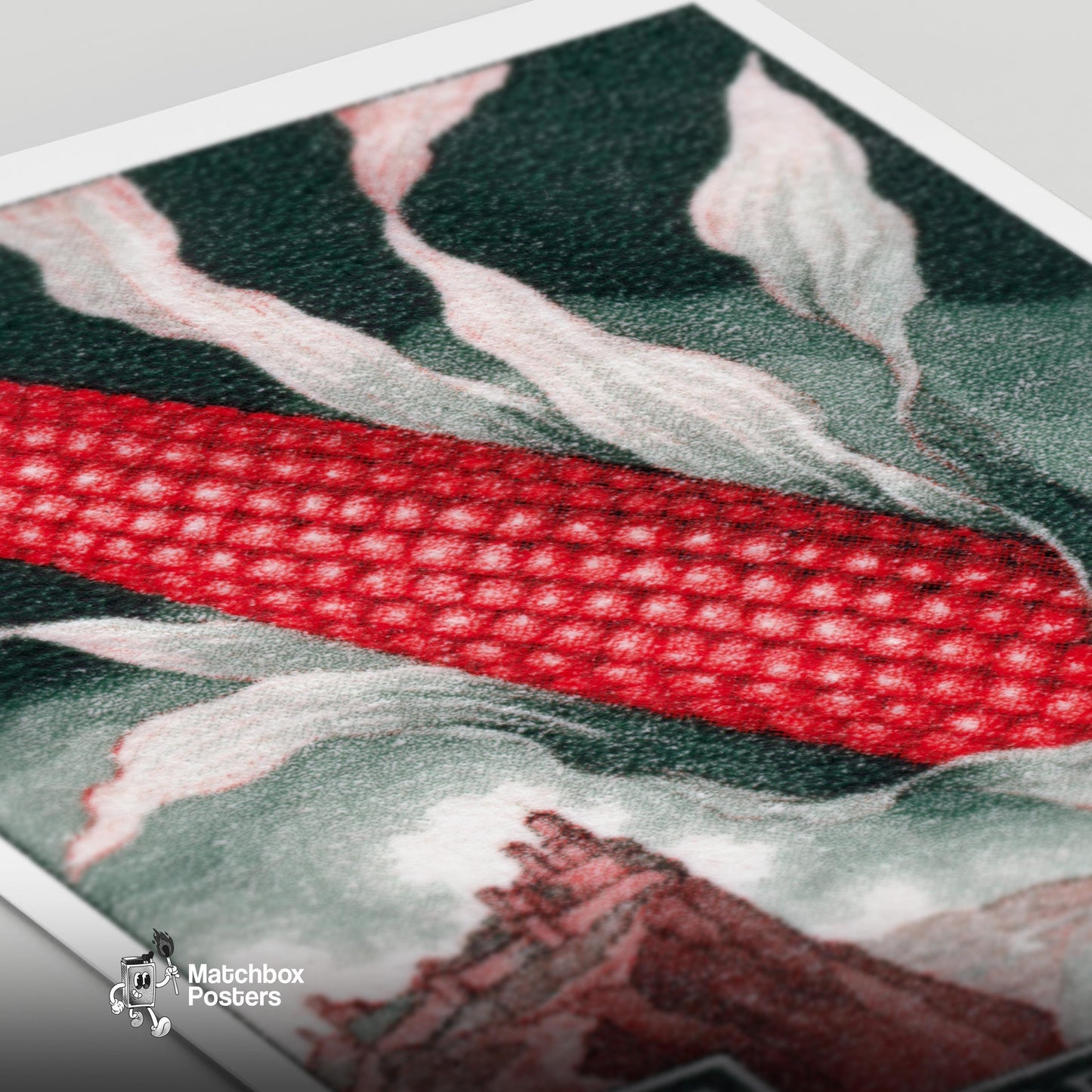 Red Corn: Vintage REP. DI S. MARINO Stamp - vintage matchbox label print - close-up detail