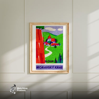 Countryside Town - vintage matchbox label print - bedroom mockup