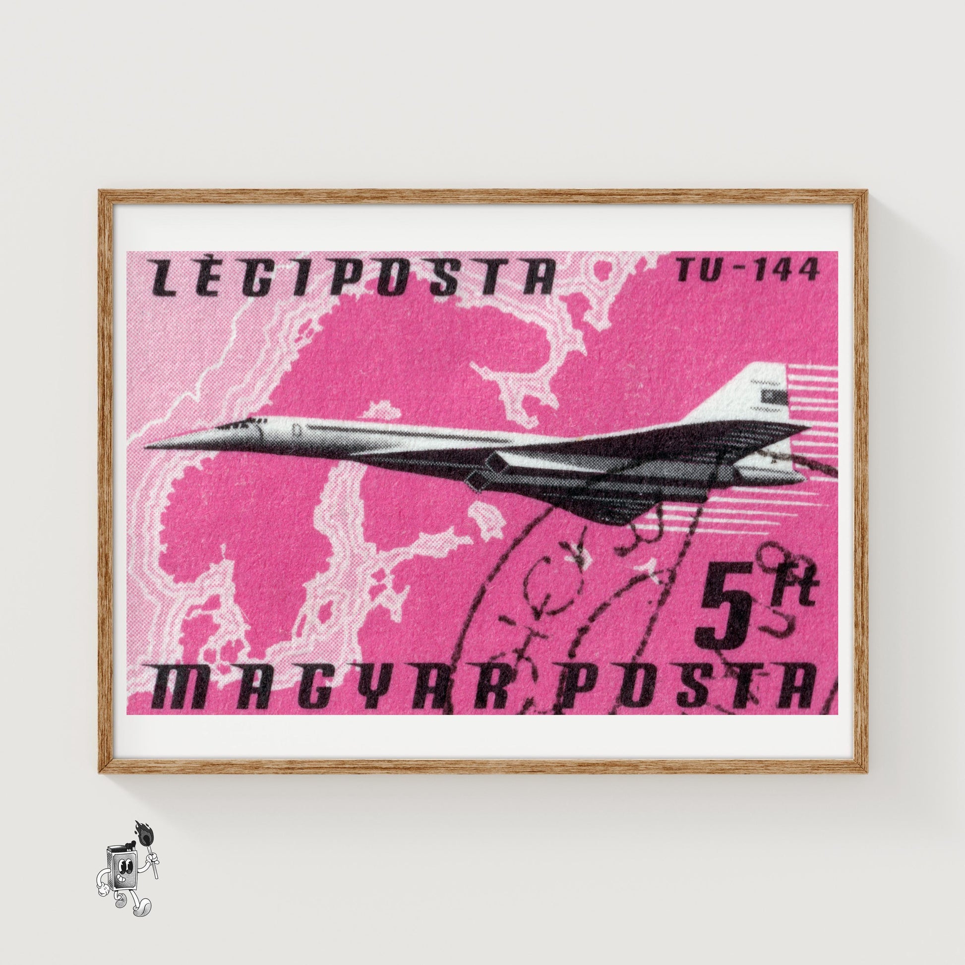 TU-144 Aircraft - vintage matchbox label print
