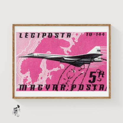 TU-144 Aircraft - vintage matchbox label print