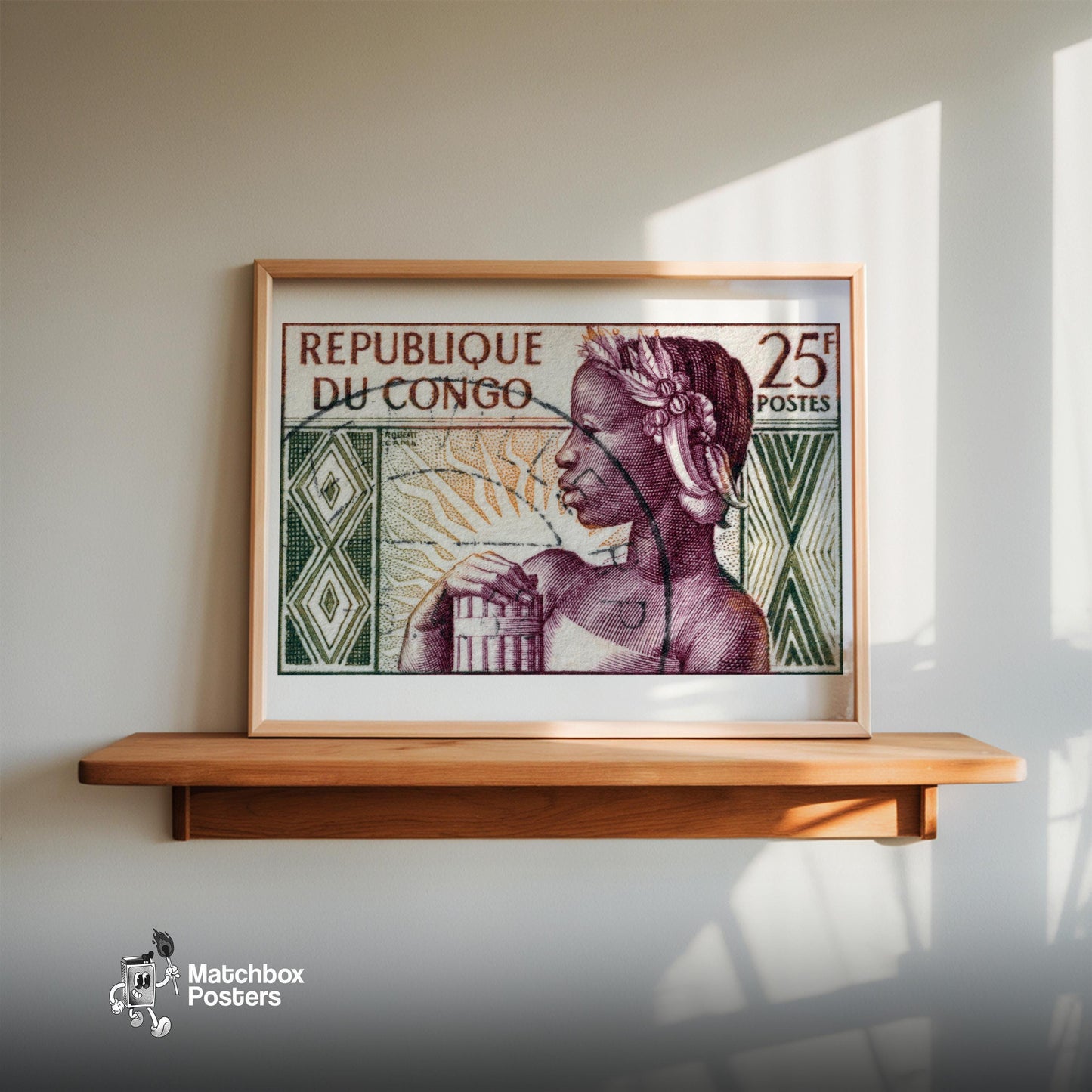Congolese Woman - vintage matchbox label print - size comparison