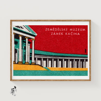 Zemedelske Museum - vintage matchbox label print