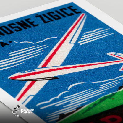 Glider - vintage matchbox label print - close-up detail