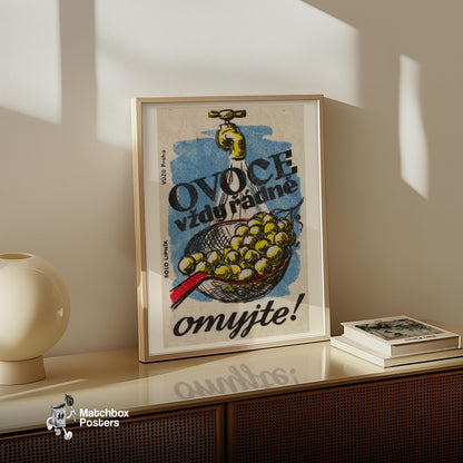 Washing Grapes - vintage matchbox label print - size comparison