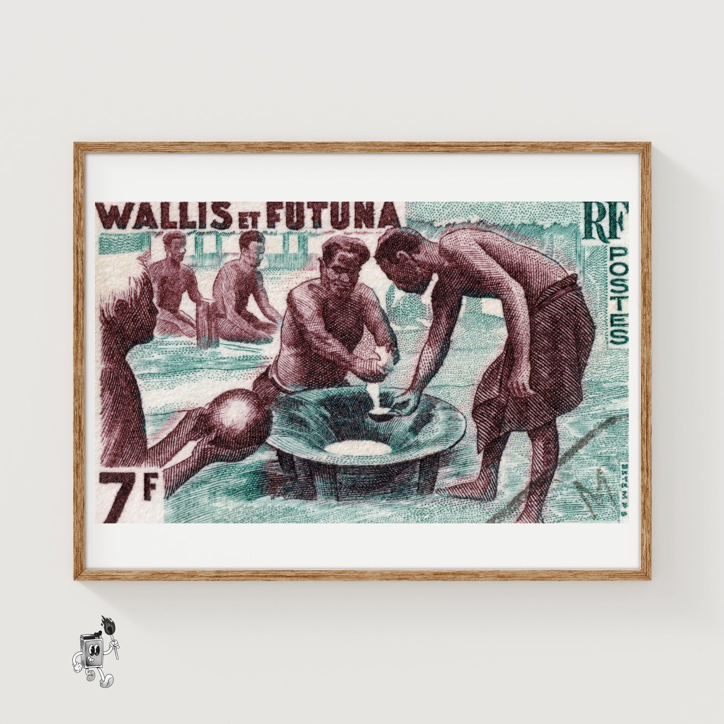 African Vintage Cooking Print, Postage Stamp Style - vintage matchbox label print