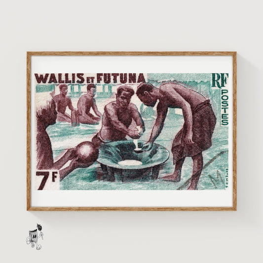 African Vintage Cooking Print, Postage Stamp Style - vintage matchbox label print