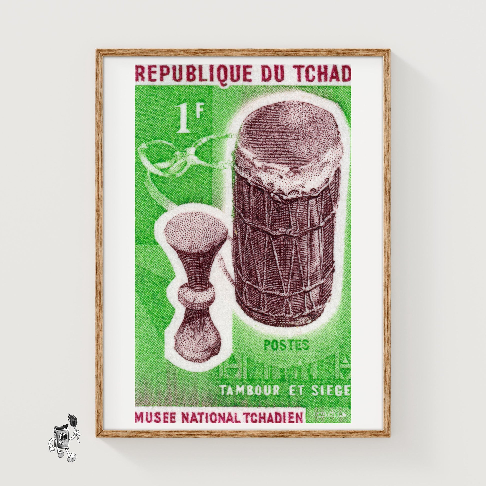 African Drums - vintage matchbox label print