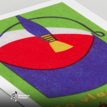 Red Paint Bucket - vintage matchbox label print - close-up detail