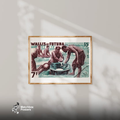 African Vintage Cooking Print, Postage Stamp Style - vintage matchbox label print - bedroom mockup