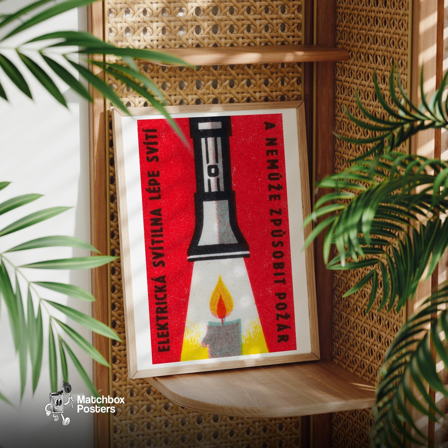 Flashlight Candle - vintage matchbox label print - office wall