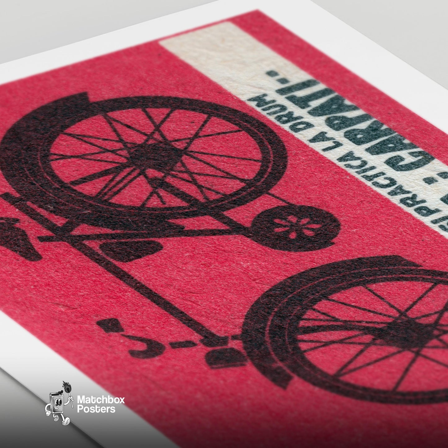 Bicycle - vintage matchbox label print - close-up detail