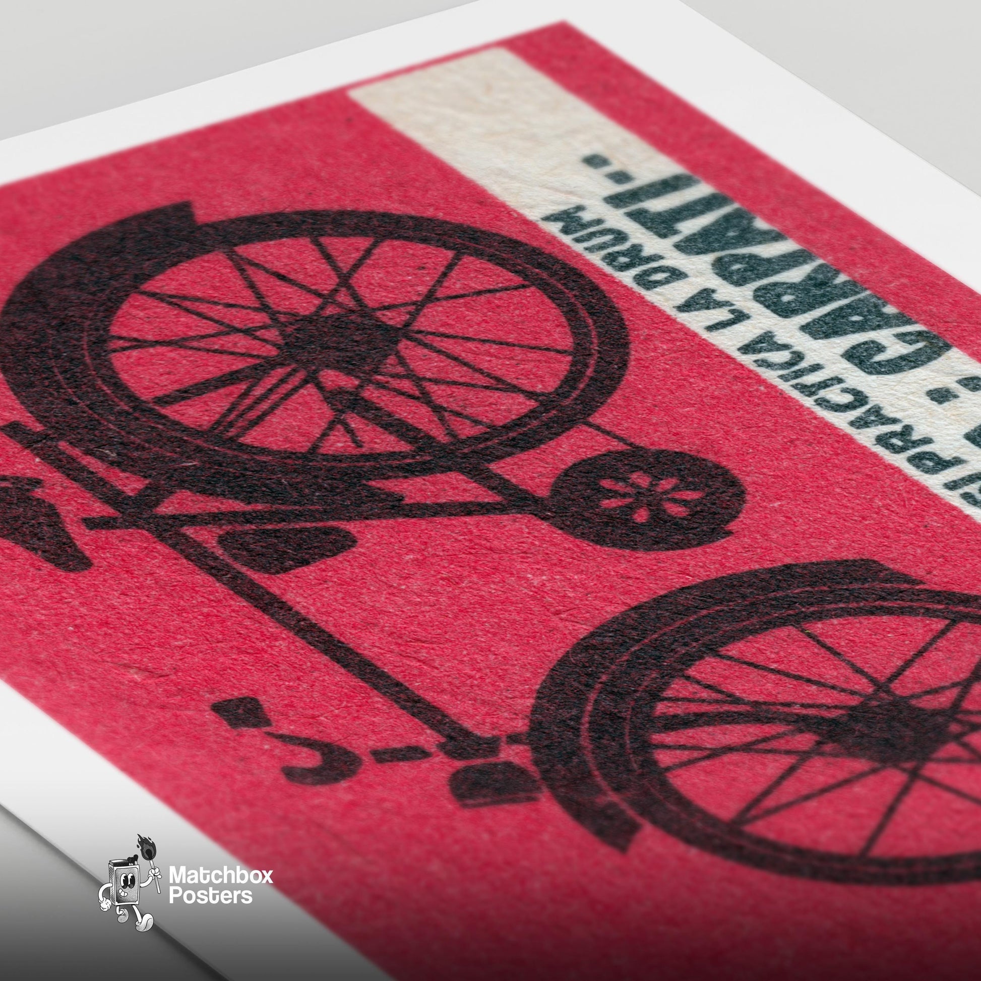 Bicycle - vintage matchbox label print - close-up detail