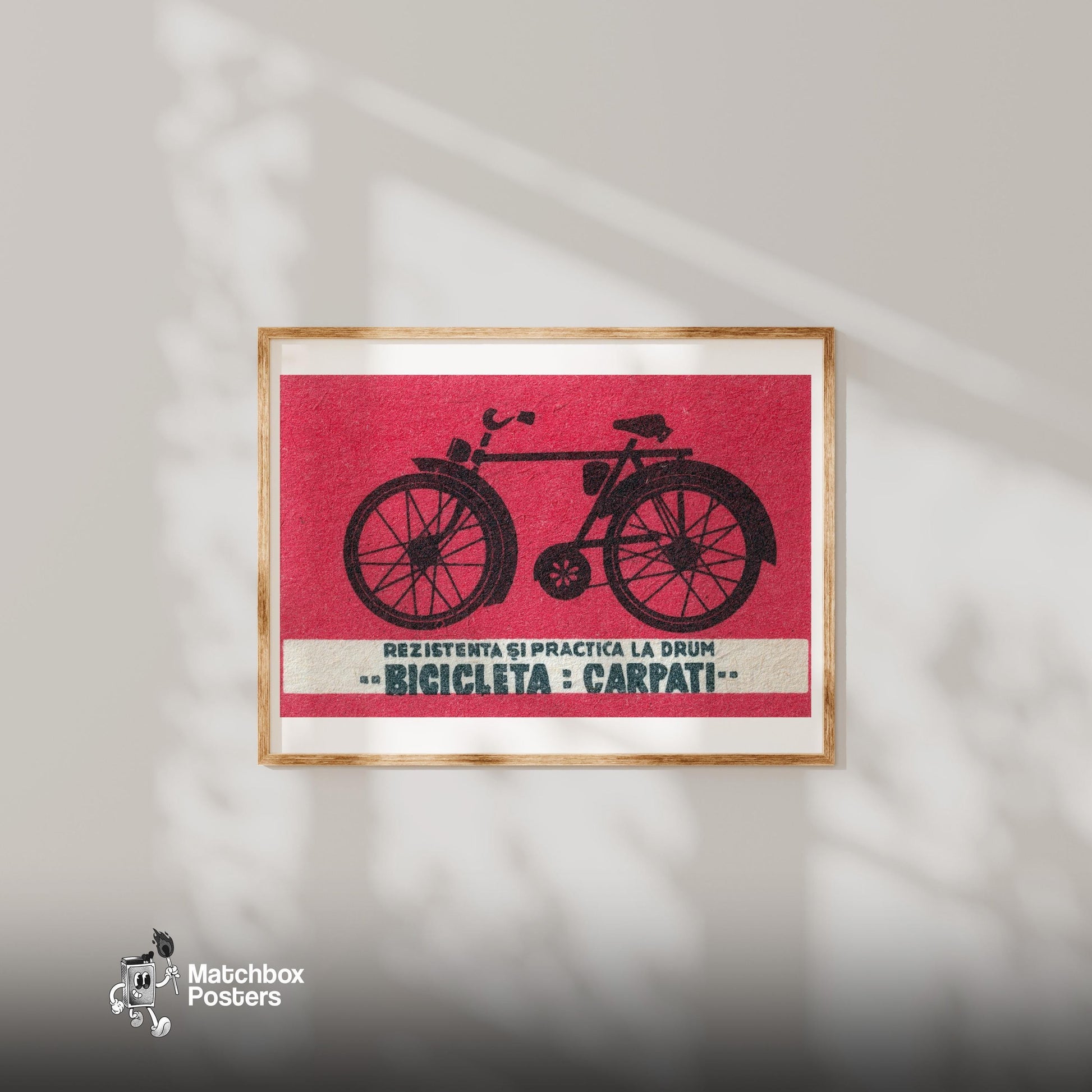 Bicycle - vintage matchbox label print - bedroom mockup