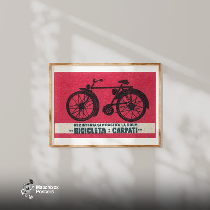 Bicycle - vintage matchbox label print - bedroom mockup