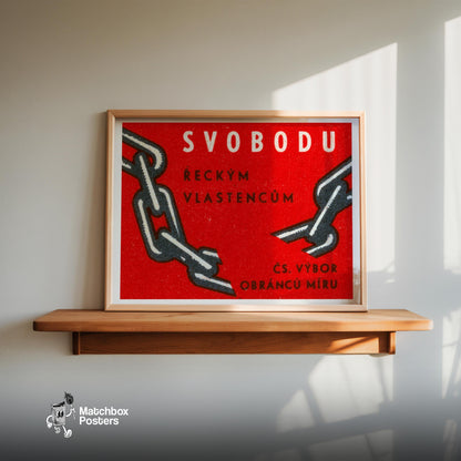 Freedom from Chain - vintage matchbox label print - size comparison