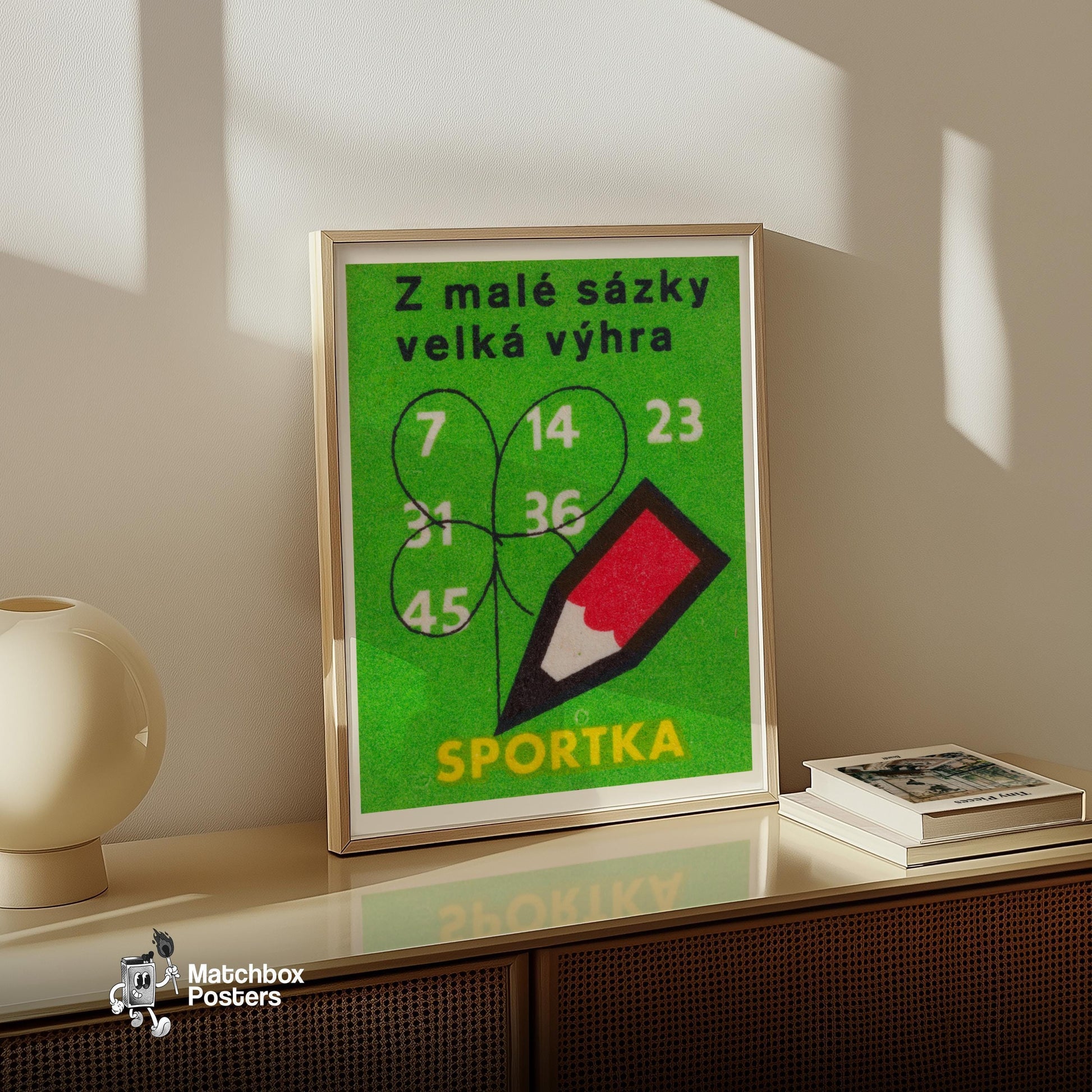 Big Win from Small Bet - vintage matchbox label print - size comparison