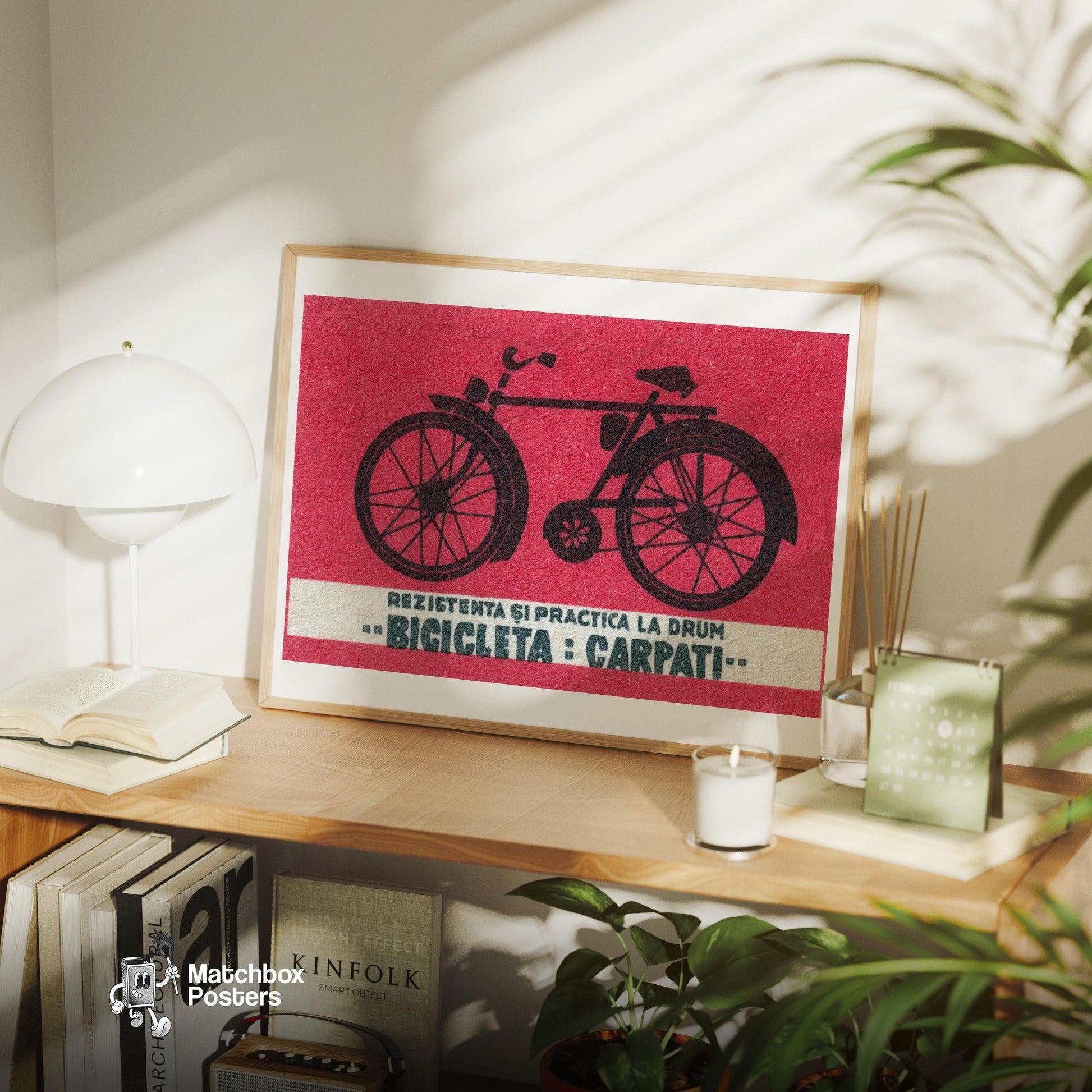Bicycle - vintage matchbox label print - office wall