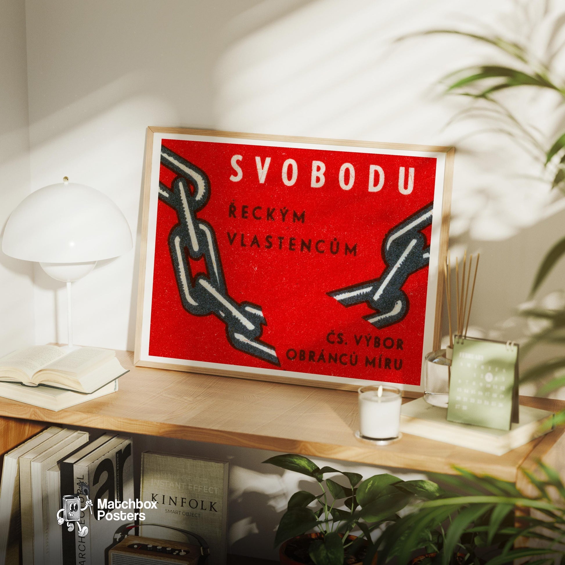 Freedom from Chain - vintage matchbox label print - office wall