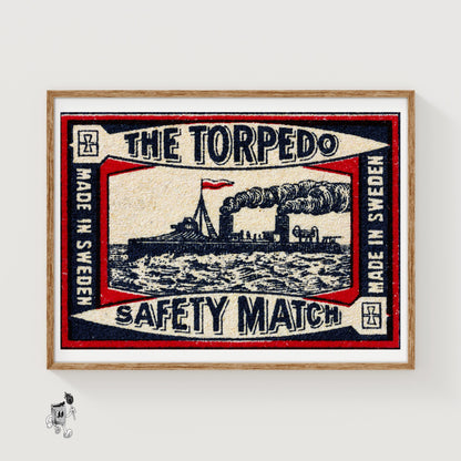 The Torpedo - vintage matchbox label print