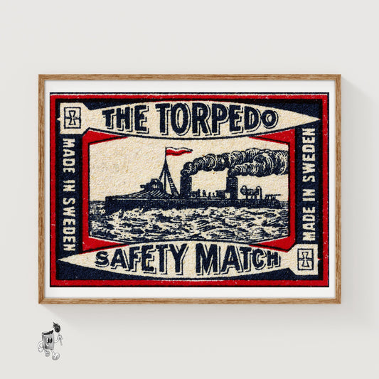 The Torpedo - vintage matchbox label print