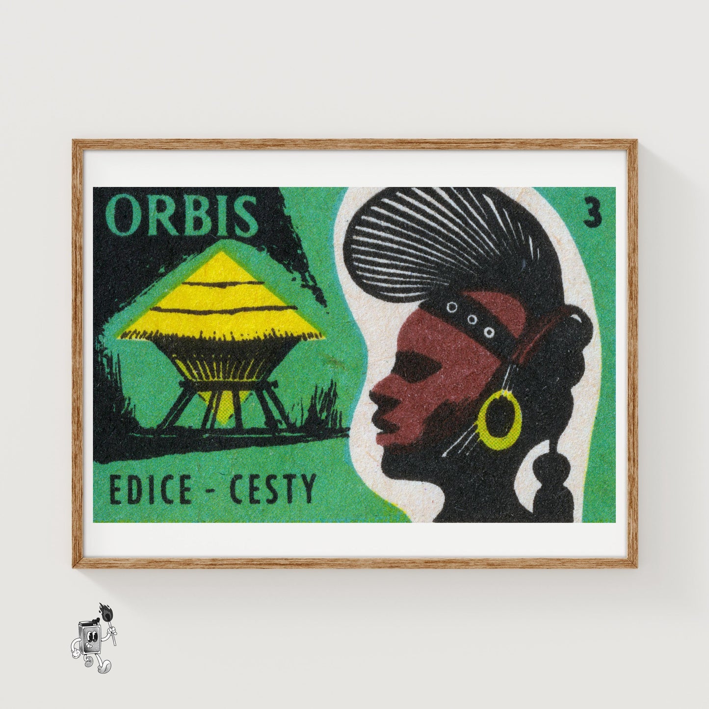 African Tribal Hut - vintage matchbox label print