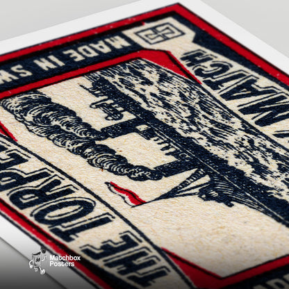 The Torpedo - vintage matchbox label print - close-up detail