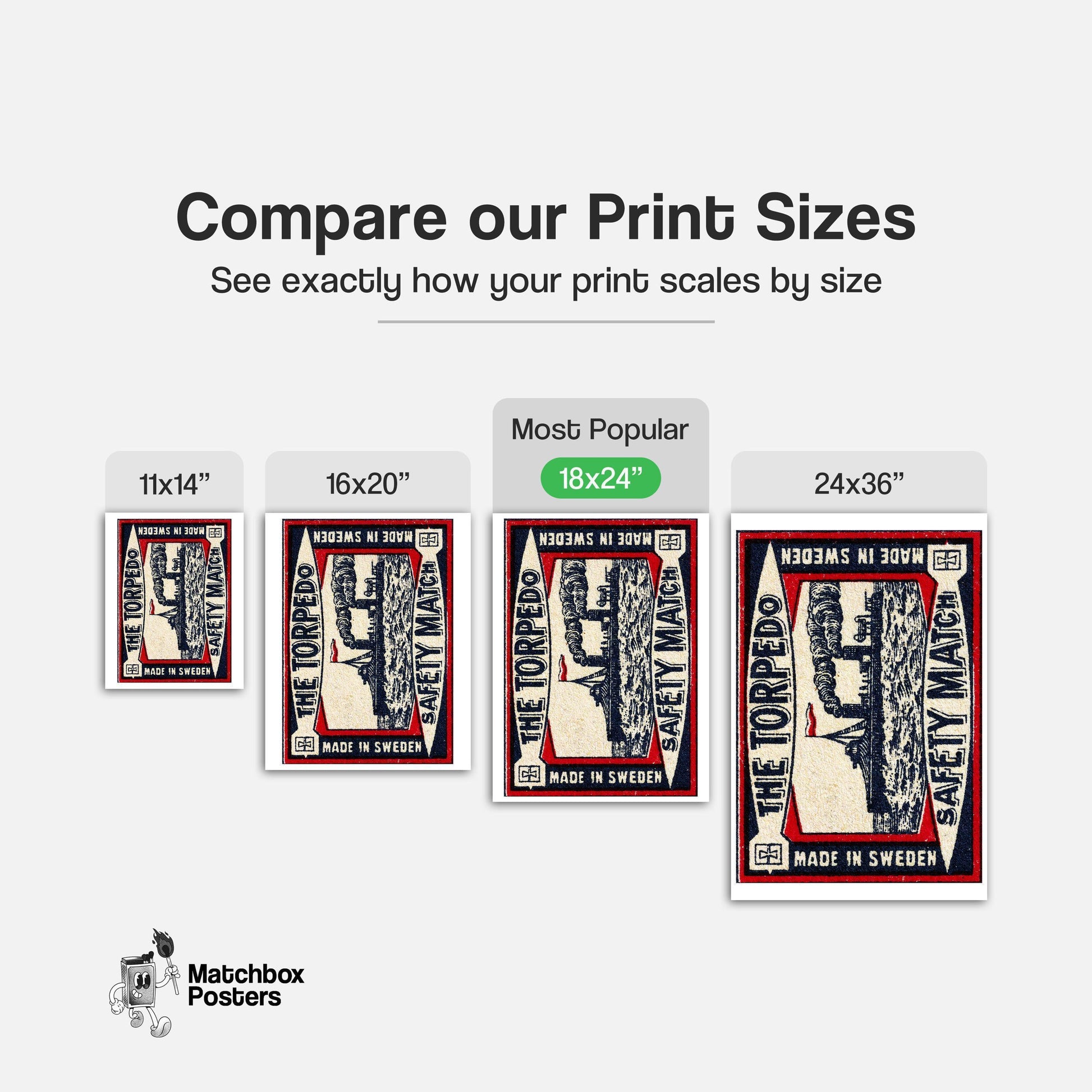 The Torpedo - vintage matchbox label print - gallery wall preview