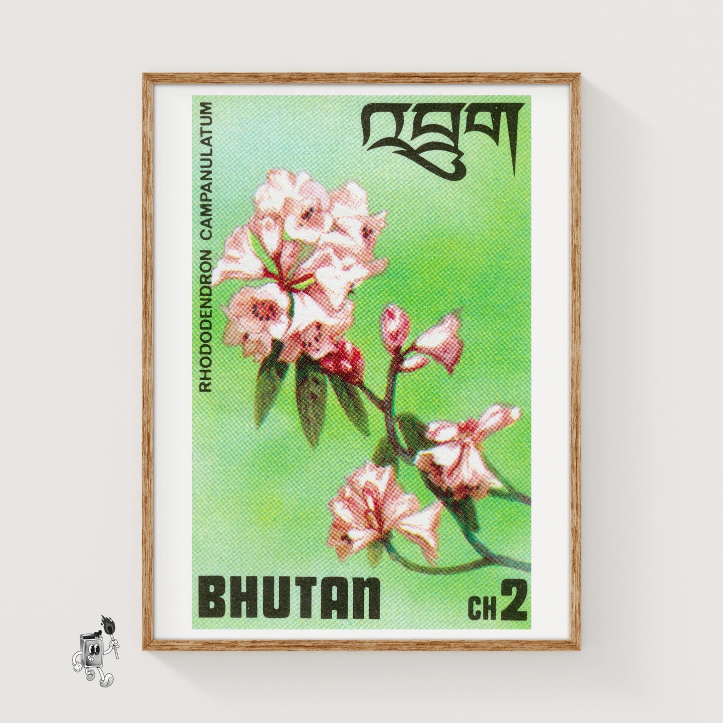 Pink Rhododendron - vintage matchbox label print