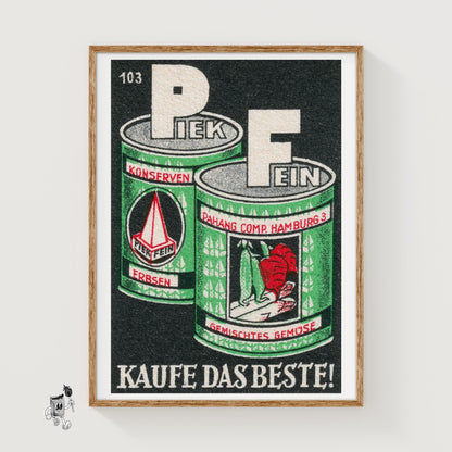 Vegetable Cans - vintage matchbox label print