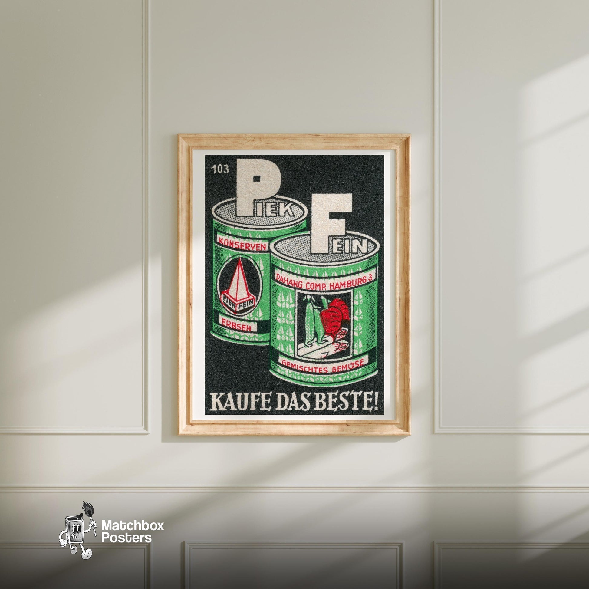 Vegetable Cans - vintage matchbox label print - bedroom mockup