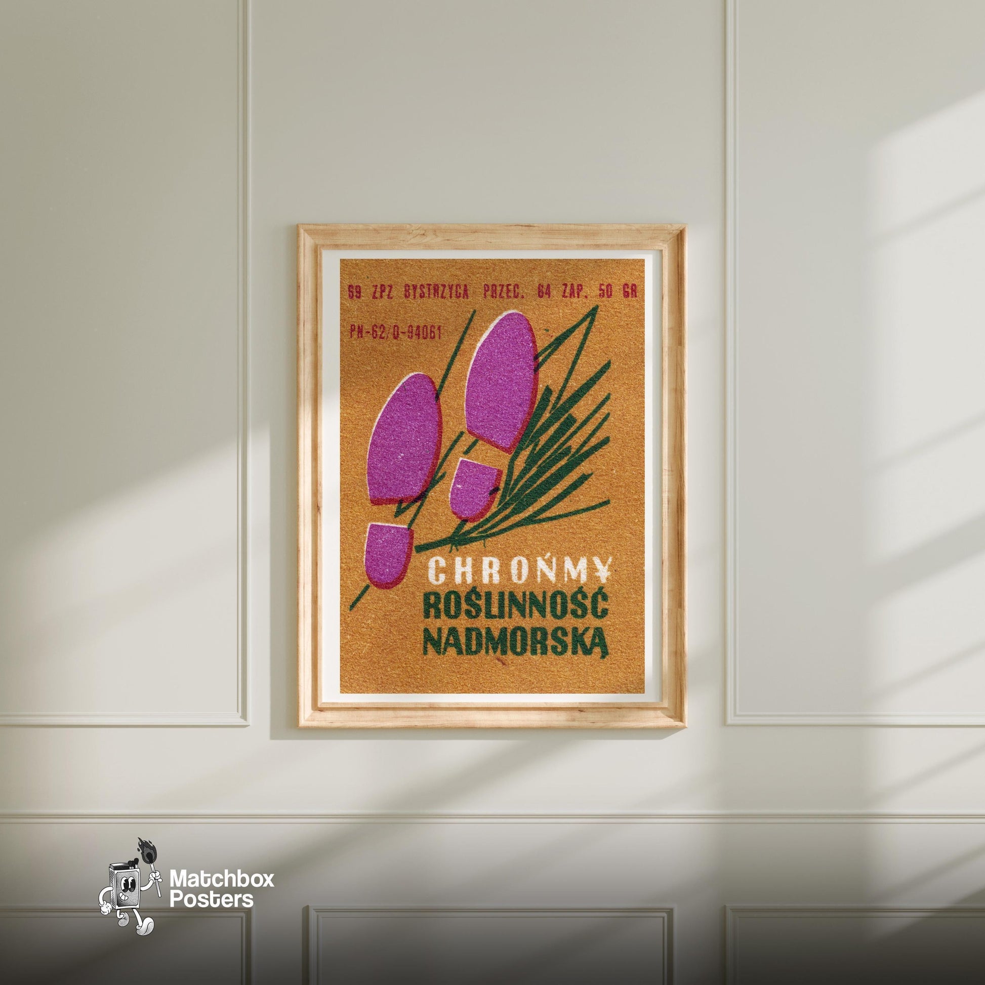 Protect Coastal Environment - vintage matchbox label print - bedroom mockup