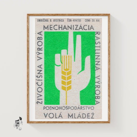 Wheat Stalk - vintage matchbox label print